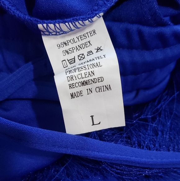 matching Cobalt blue fringed straight leg Pants and matching crop top size large - Picture 6 of 6